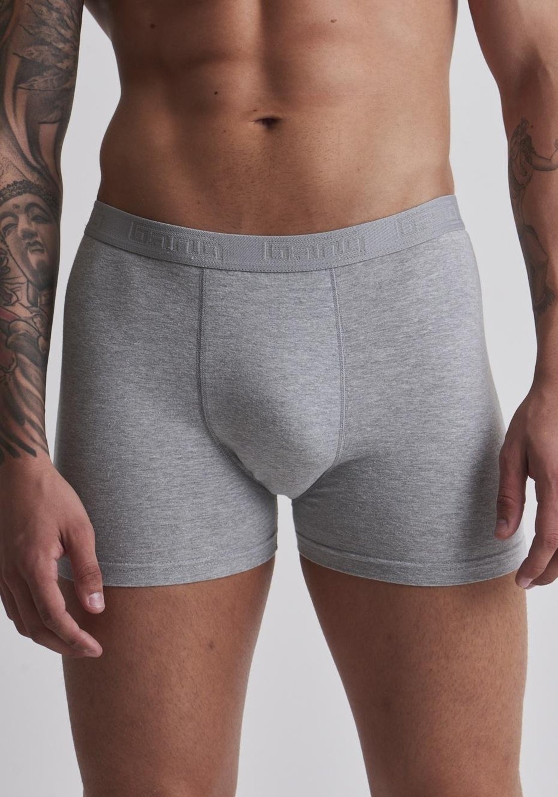 Kit cueca boxer branca e mescla claro