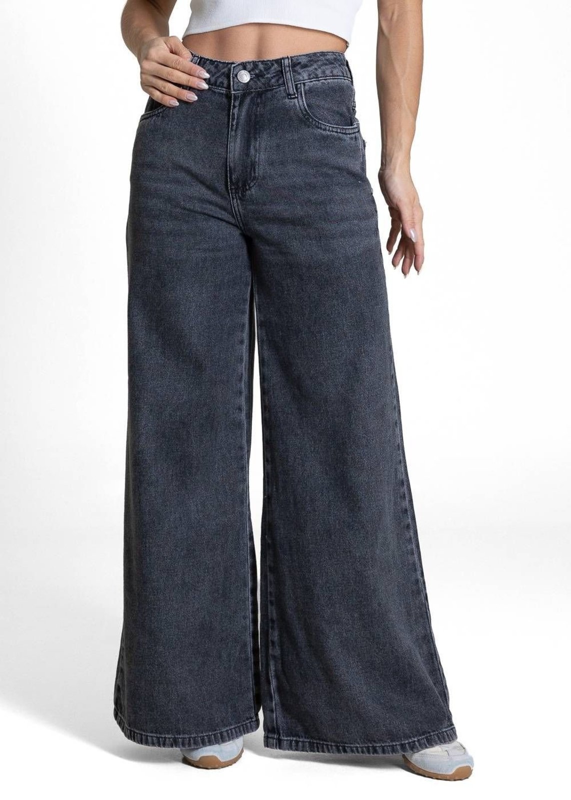 Calça Jeans Sawary Super Wide Leg Petit -283778 - Preto - Sawary