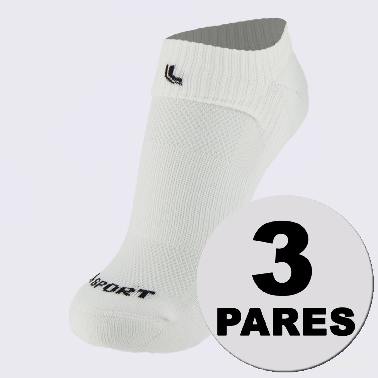 Kit Meia Lupo Cano Baixo Dry Fit Running 3 pares Branca