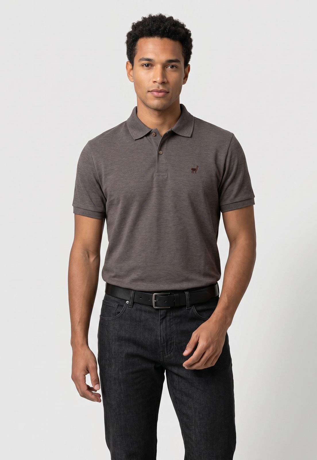 Polo Masculina Zapälla Piquet Mescla Vinho