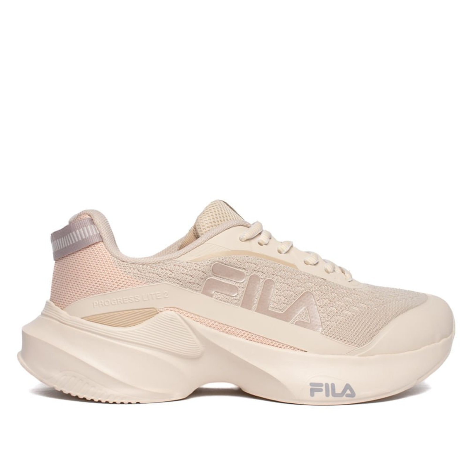 Tênis Feminino Fila Progress Lite 2 Corrida Bege/Rose Claro
