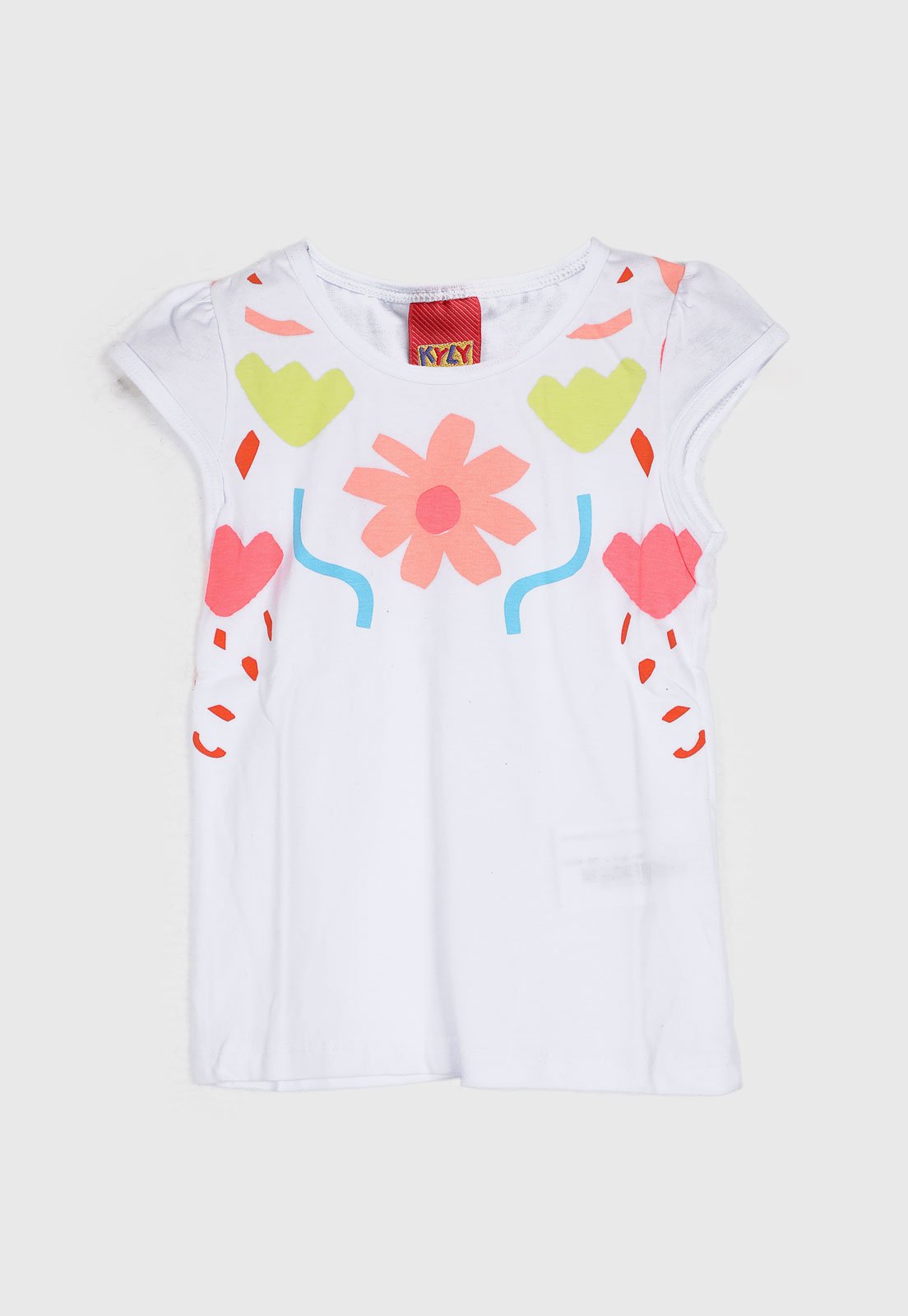 Blusa Kyly Estampada Manga Curta Branca