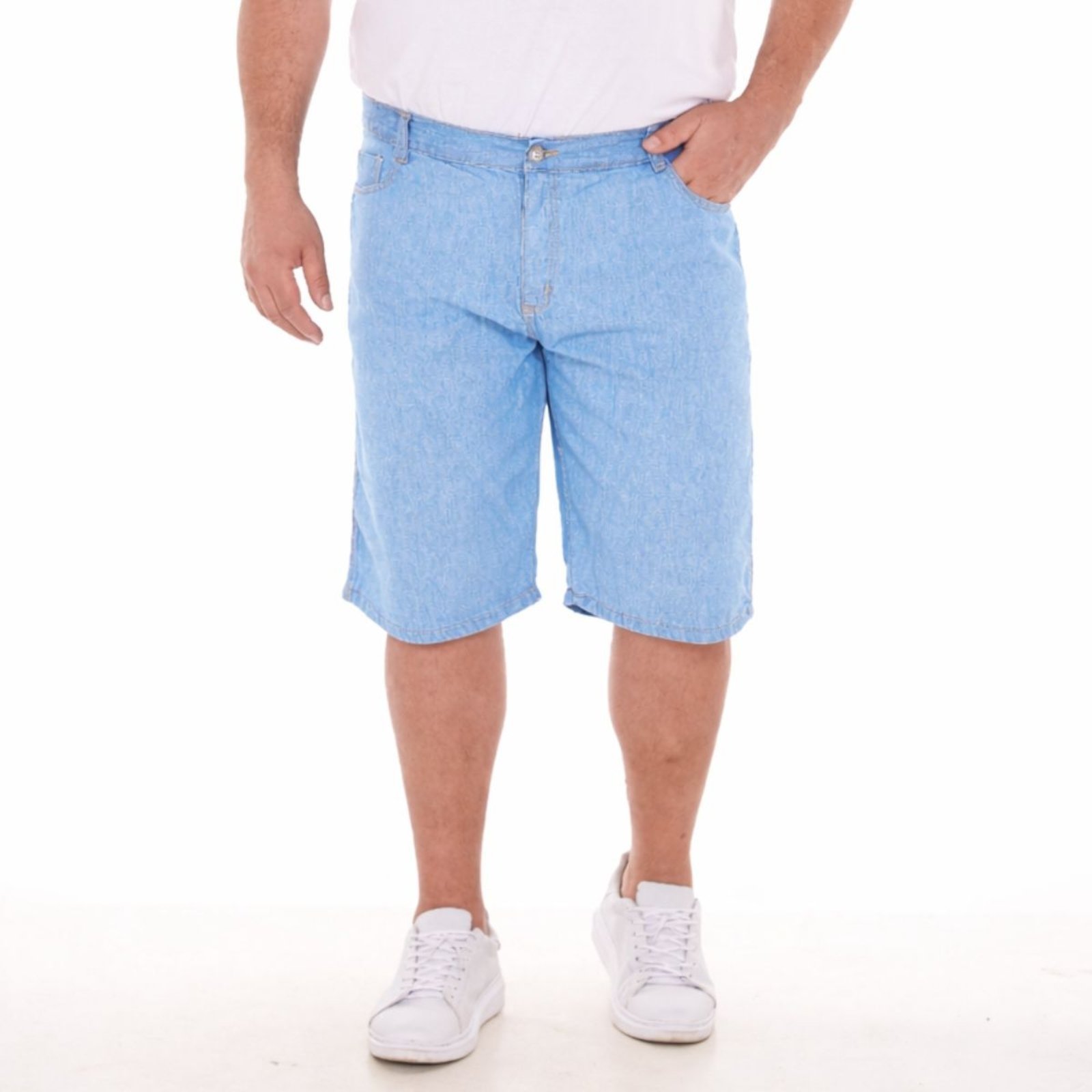 Vista 2 Bermuda Alleppo Jeans Masculina Plus Size azul Alleppo Jeans azul