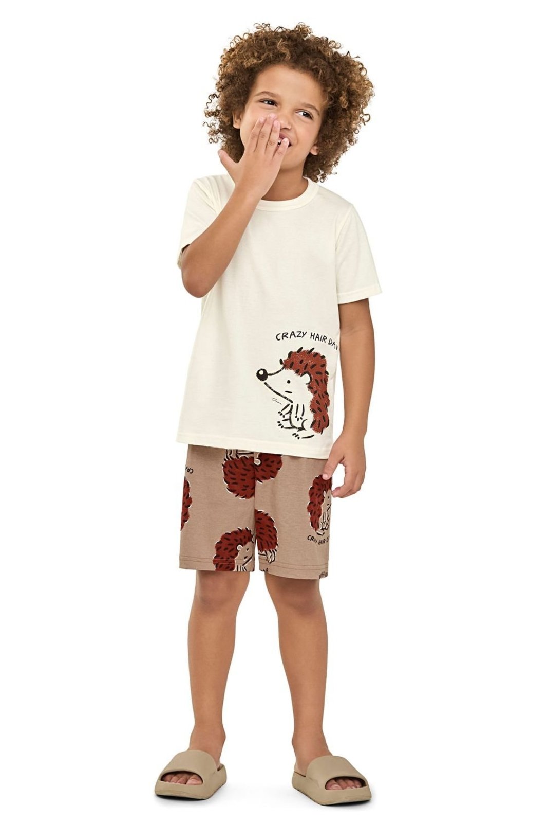 Vista 3 Pijama Curto Menino Ouriço Elian bege Elian bege