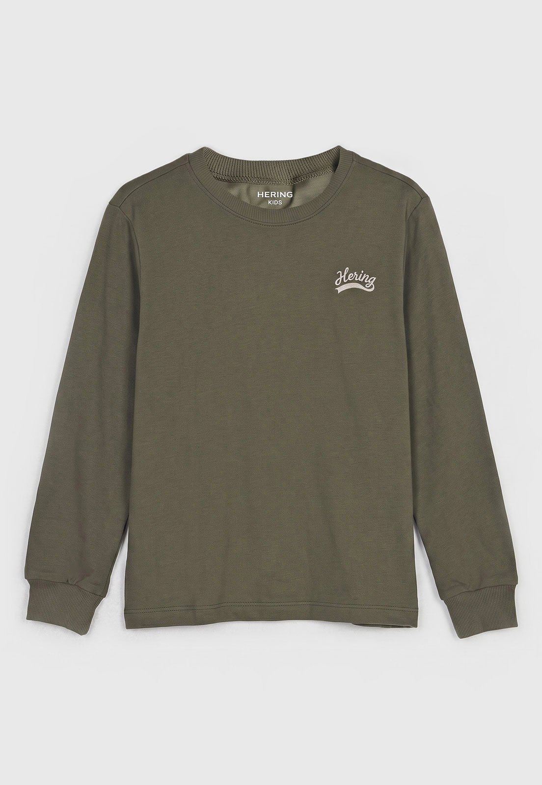 Infantil - Camiseta Hering Manga Longa Verde Oliva
