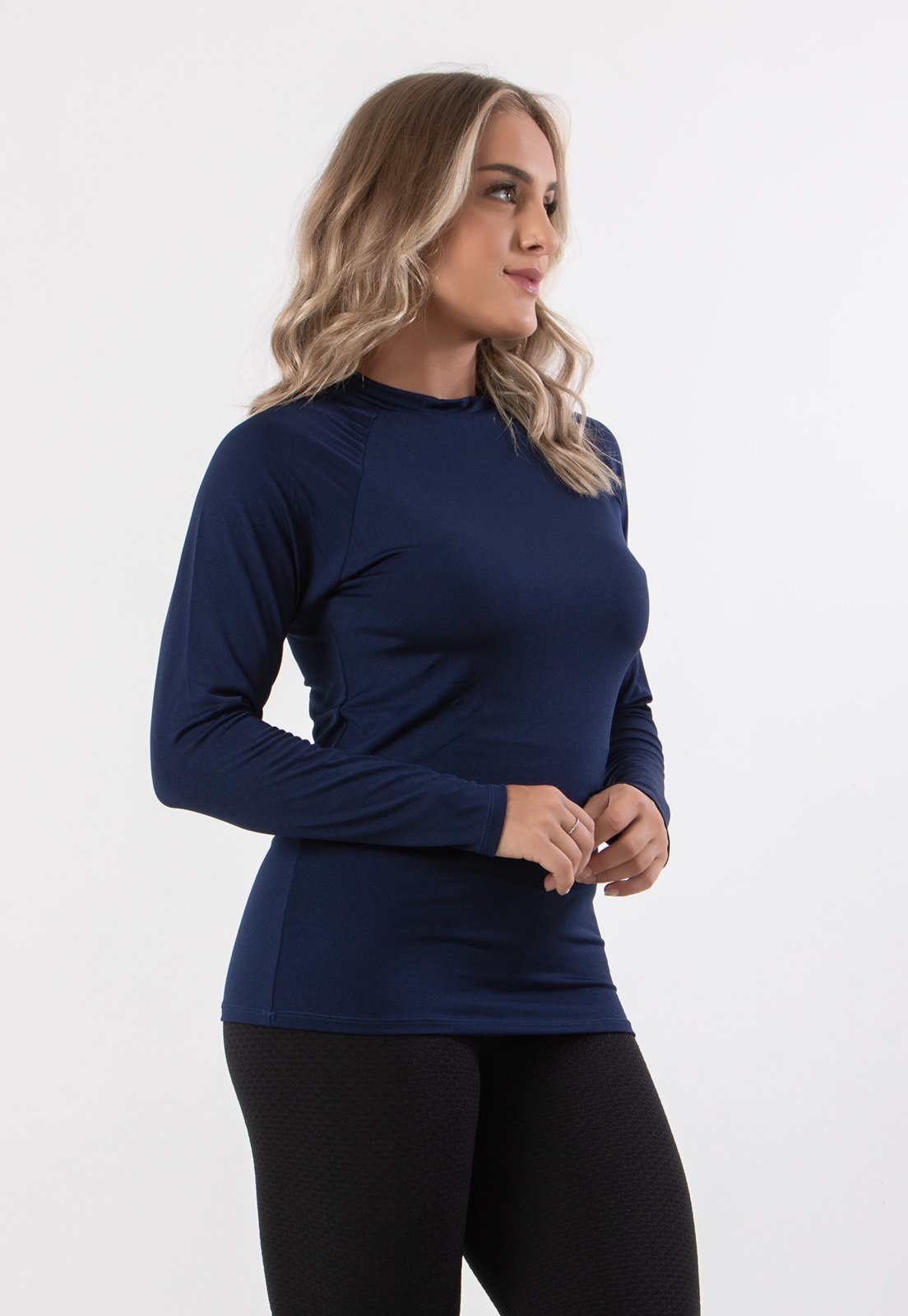 Vista 3 Camisa Térmica Rioutlet Segunda Pele Feminina Marinho azul/azul marinho azul Rioutlet azul/azul marinho azul
