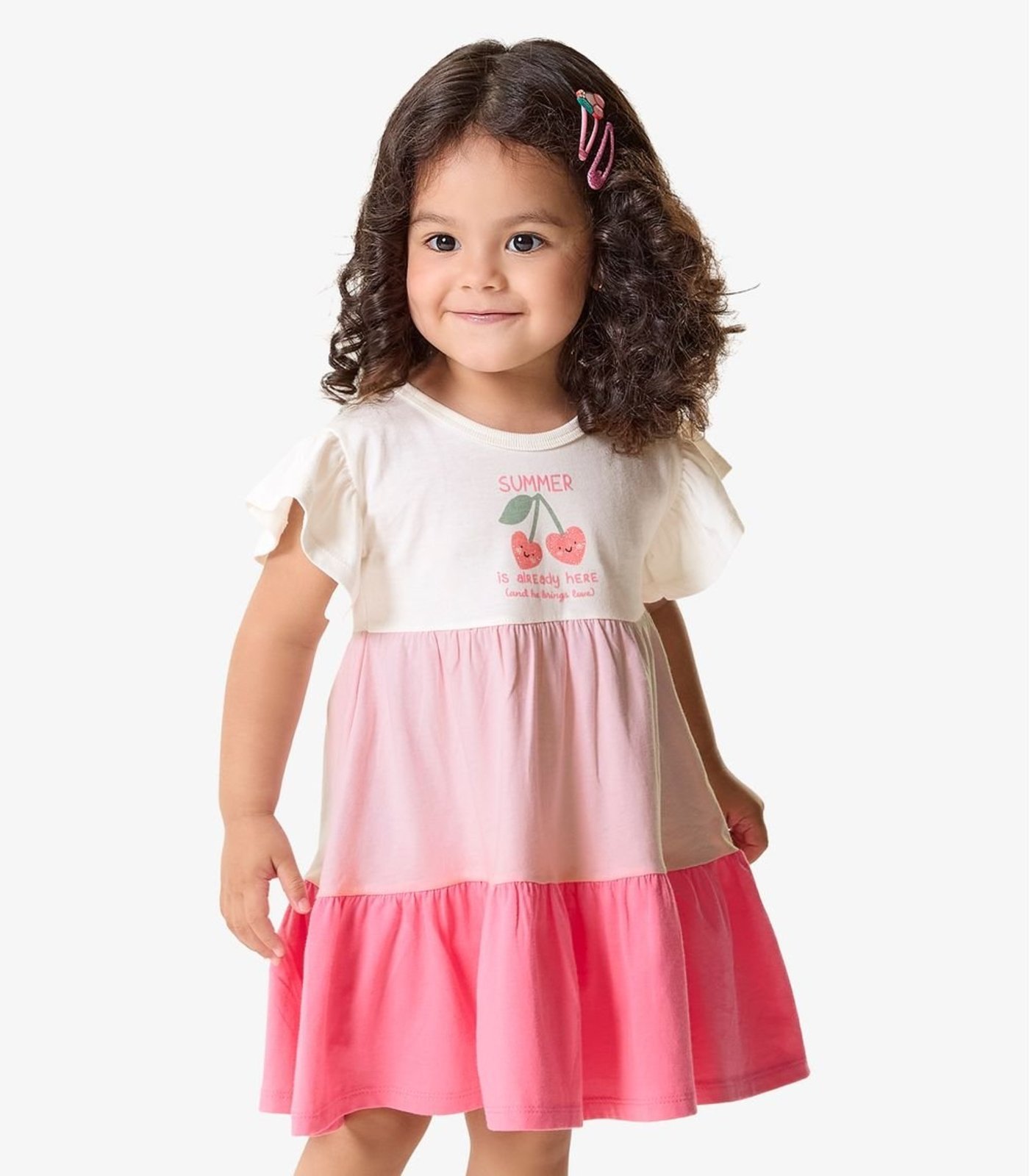 Infantil - Vestido Meia Malha Com Estampa Rovi Rosa