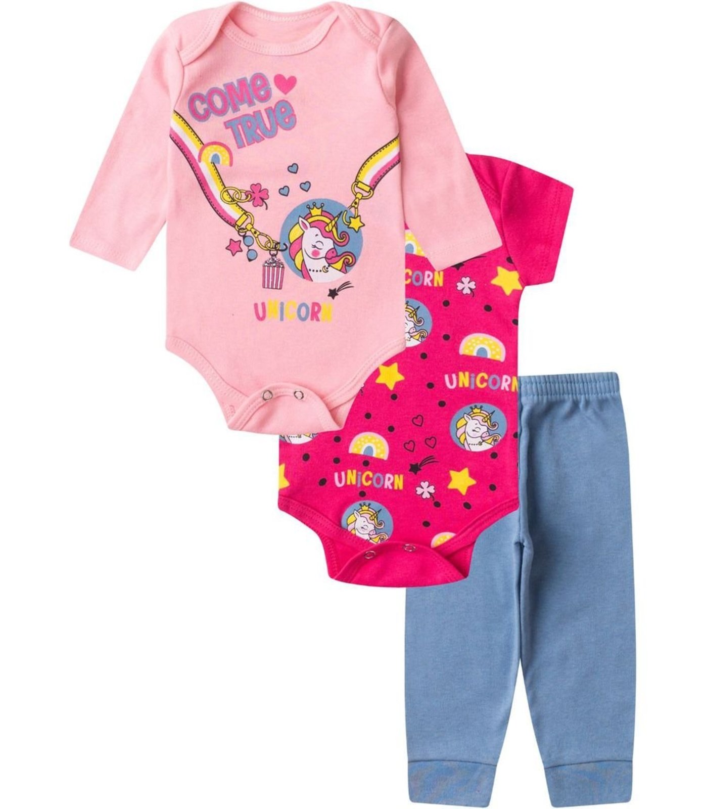 Infantil - Kit Body Longo 3 Peças Kappes Rosa