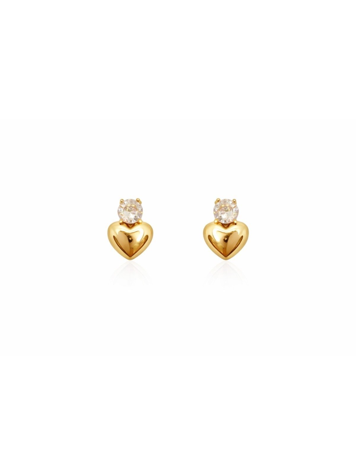 Brinco Coração Liso com Zirconia Banhado a Ouro 18k
