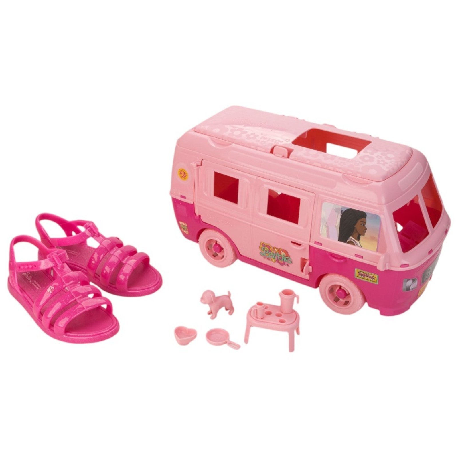 Vista 2 Infantil - Sandália Barbie Road Trip Grendene 23071 Escuro Glitter rosa Grendene rosa