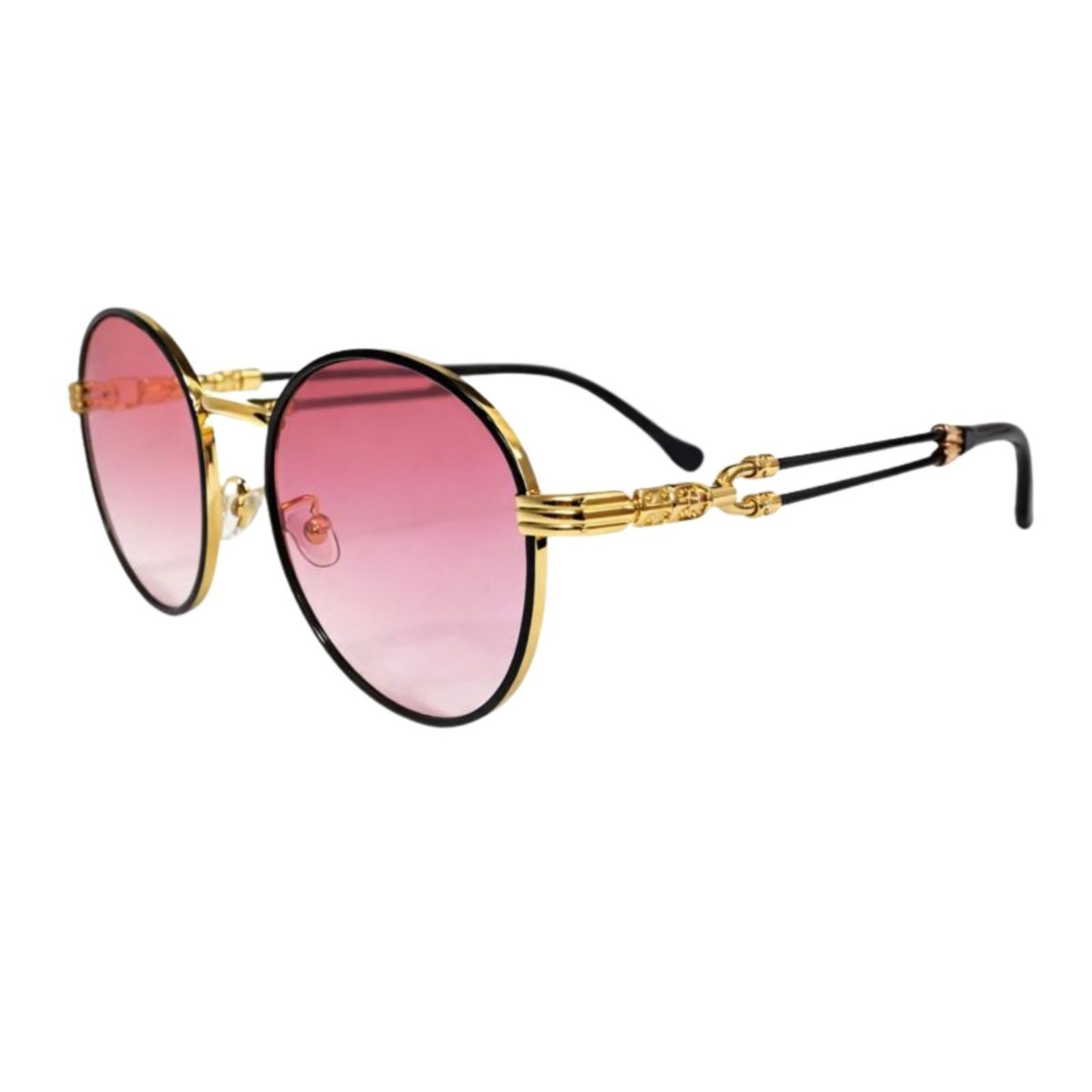 Óculos de Sol Redondo UV400 Estilo Moderno Lente Rosa