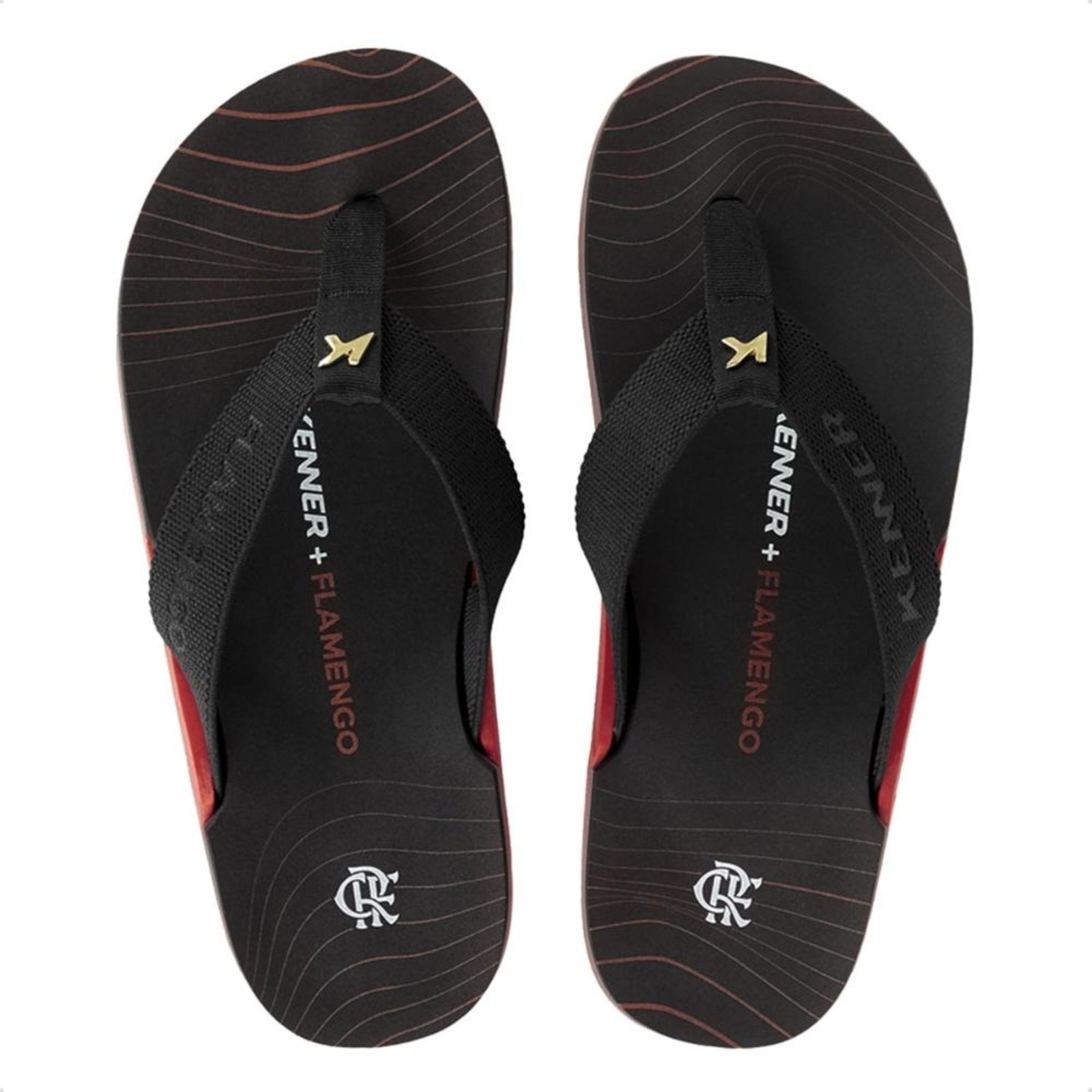 Chinelo Kenner Masculino NK6 Pro Flamengo Rubro-Negro Preto