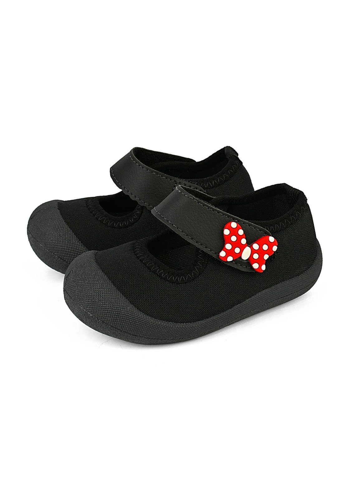 Vista 2 Infantil - Sapatinho Menina Laço Vermelho preto preto