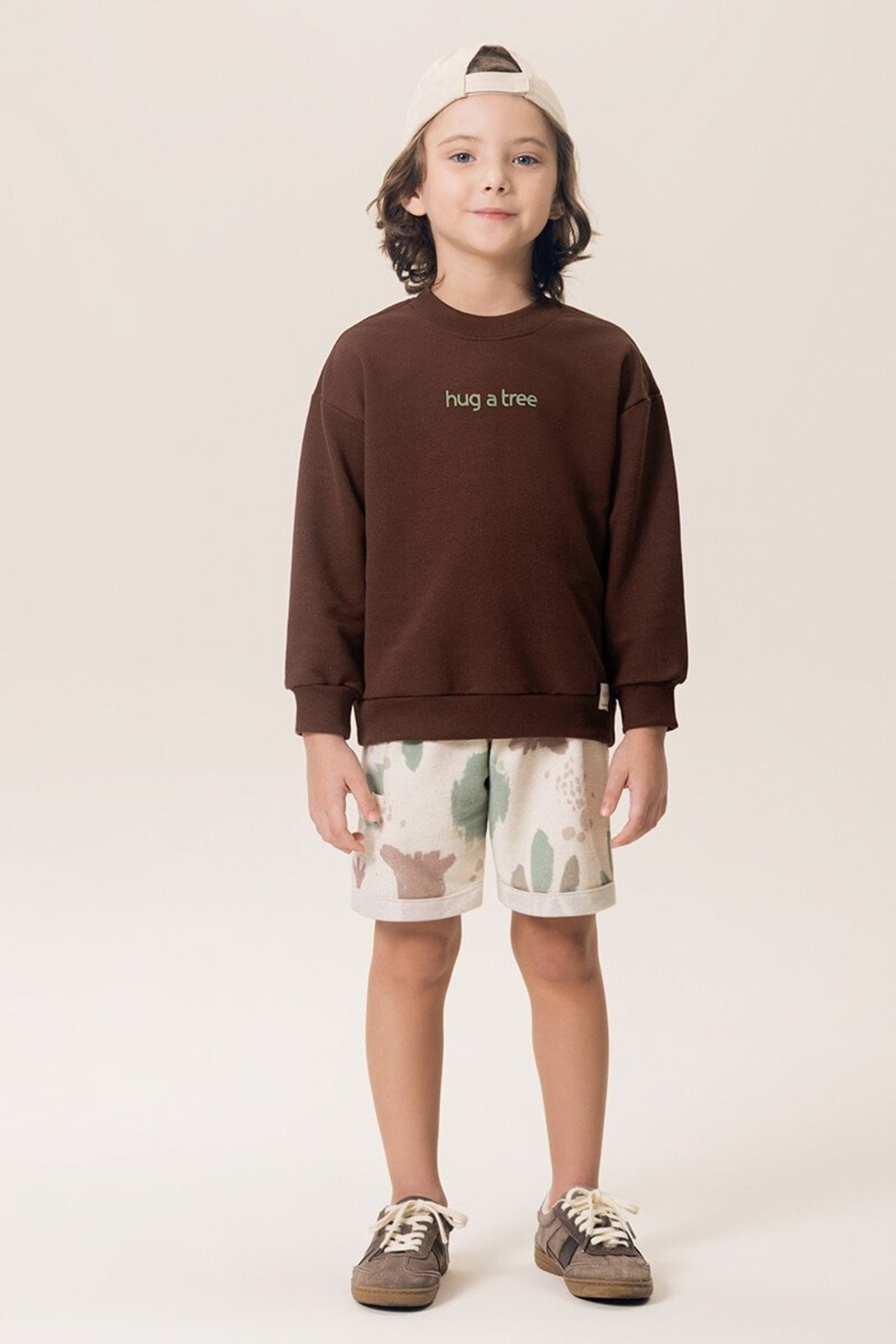 Infantil - Conjunto Bugbee Casaco Moletom e Bermuda Eco Abrace Uma Árvore