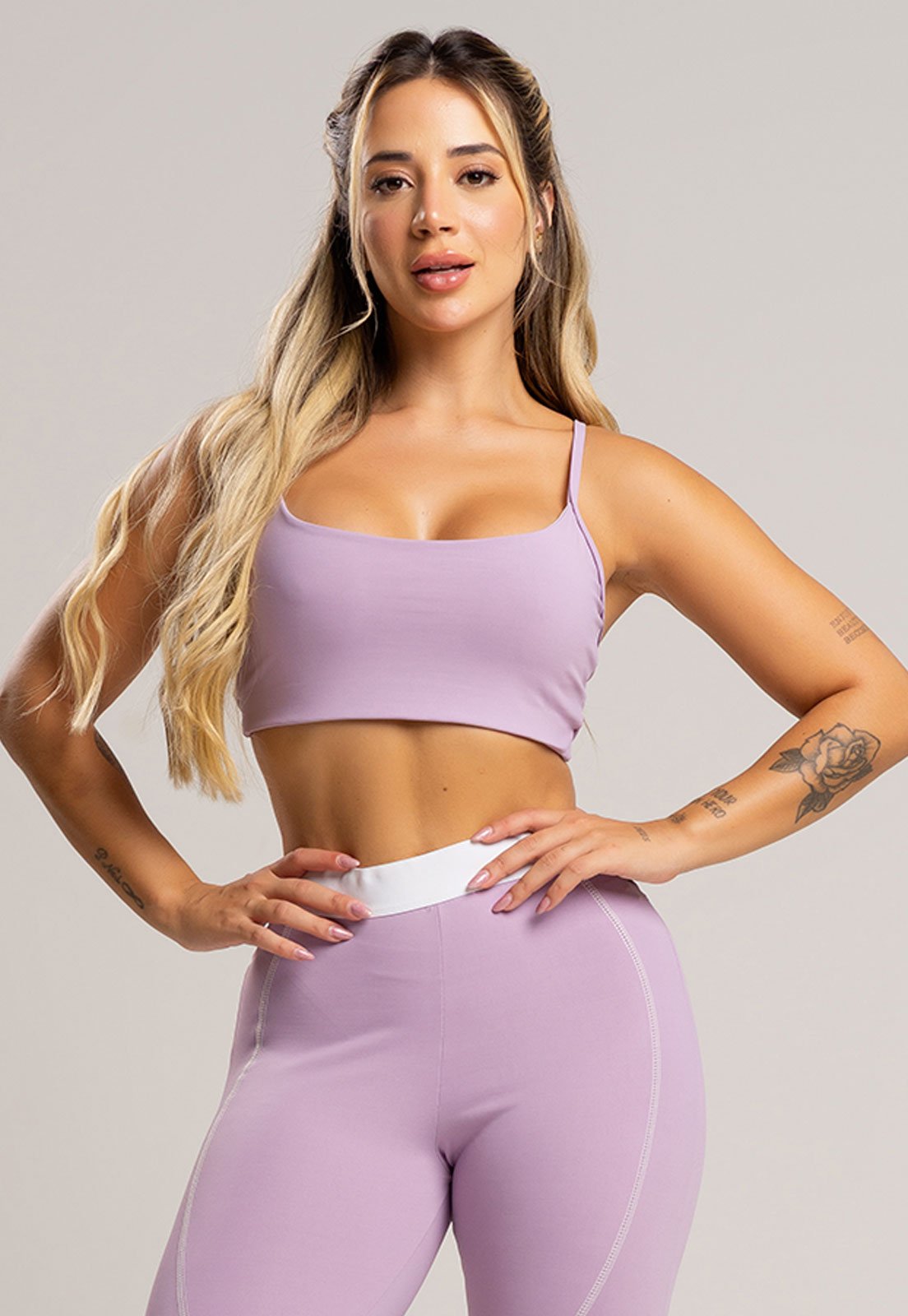 Top Fitness MVB Modas Duplo Alcinha de Regulagem Poliamida Lavanda