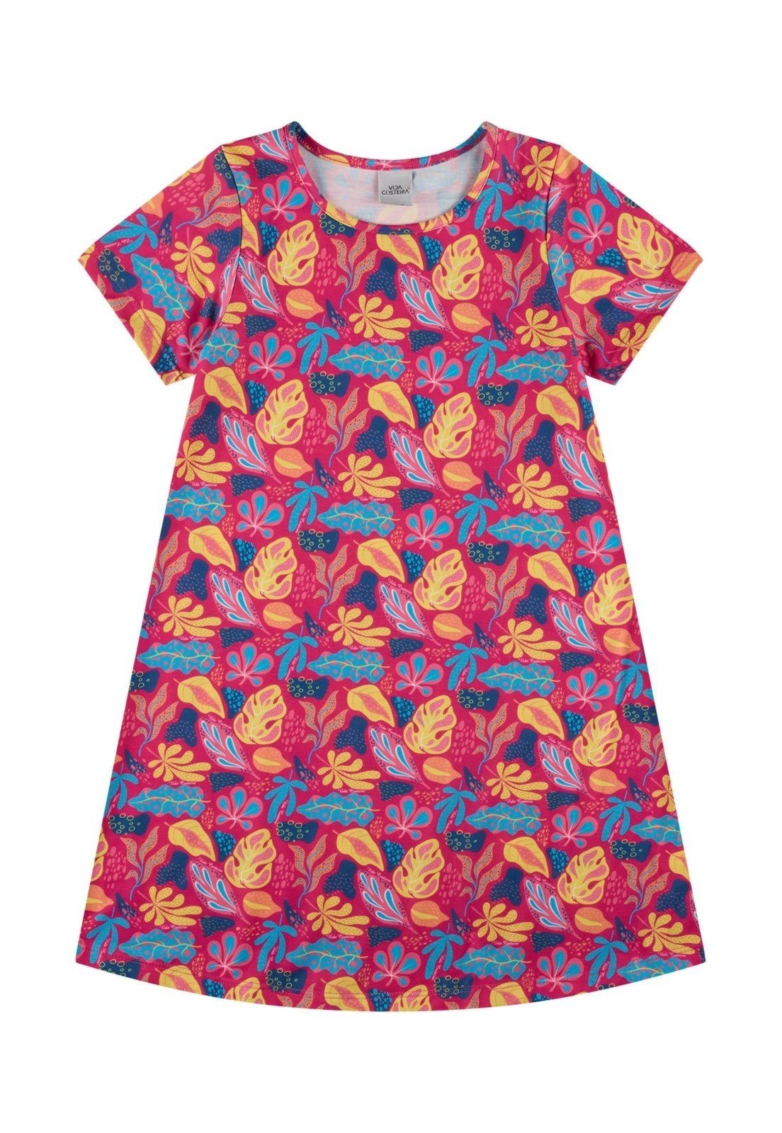 Vista 3 Infantil - Vestido Sublimado Folhagens VIDA COSTEIRA rosa VIDA COSTEIRA rosa