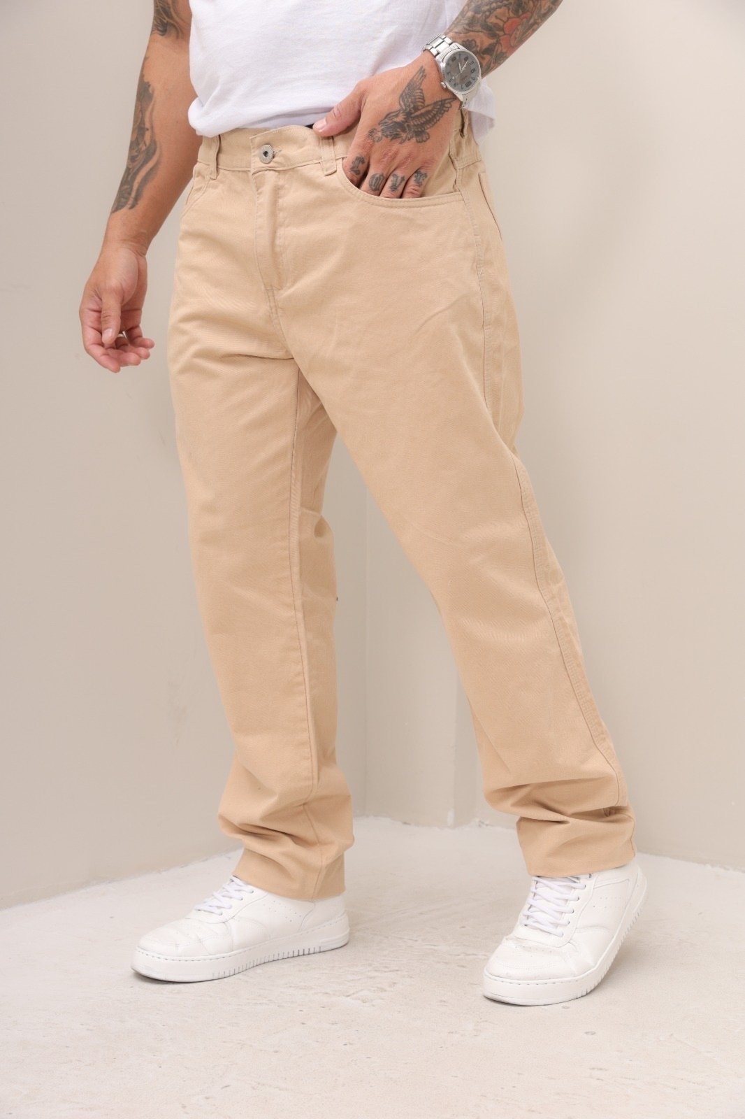 Calça Creme Sarja Masculina Alleppo Jeans