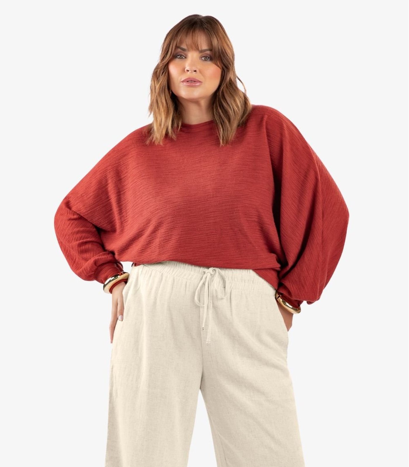 Blusão Feminino Malhão Plus Size Secret Glam Marrom