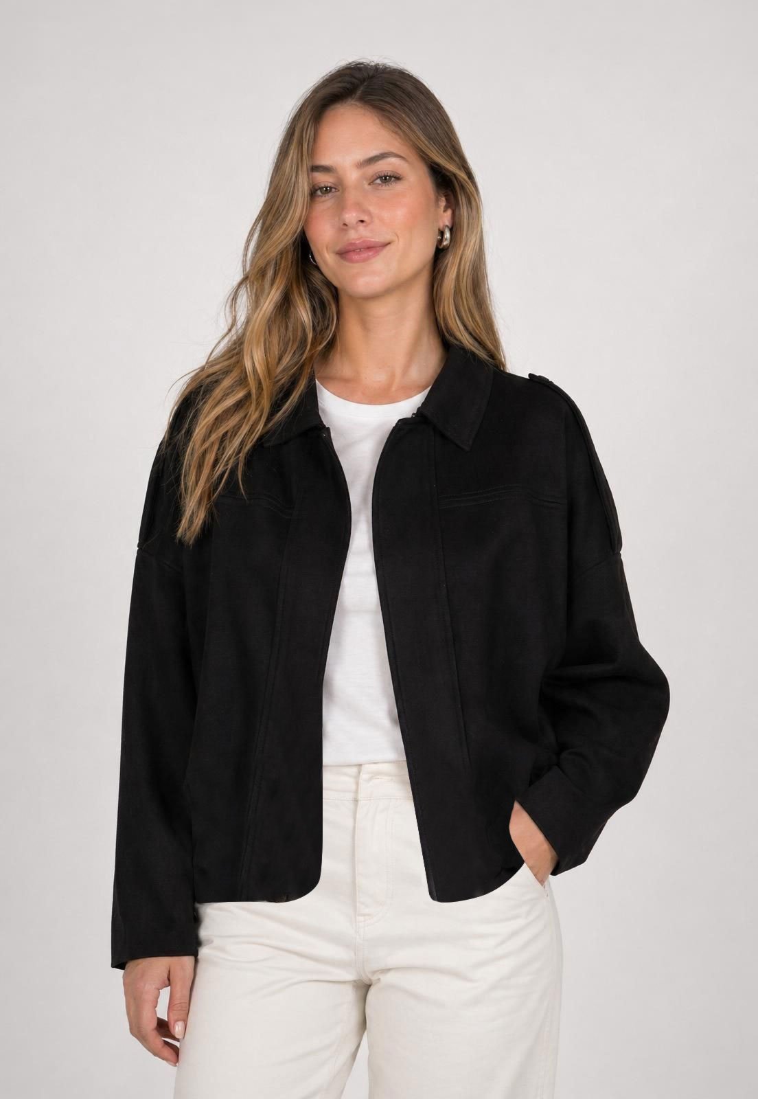 Jaqueta Feminina Facinelli Suede Preta