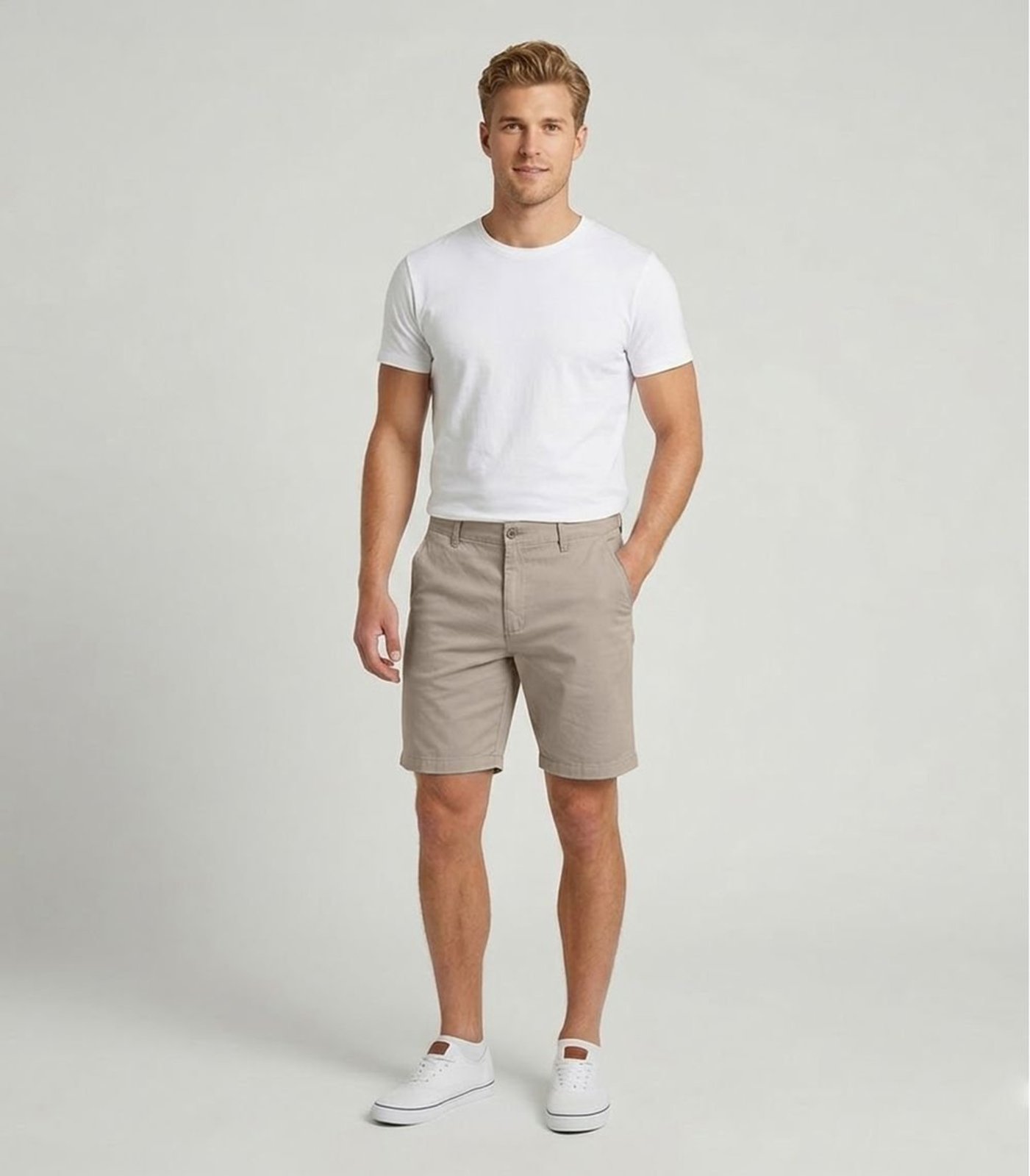 Bermuda Masculina Em Sarja Com Bolsos Sea Surf Bege