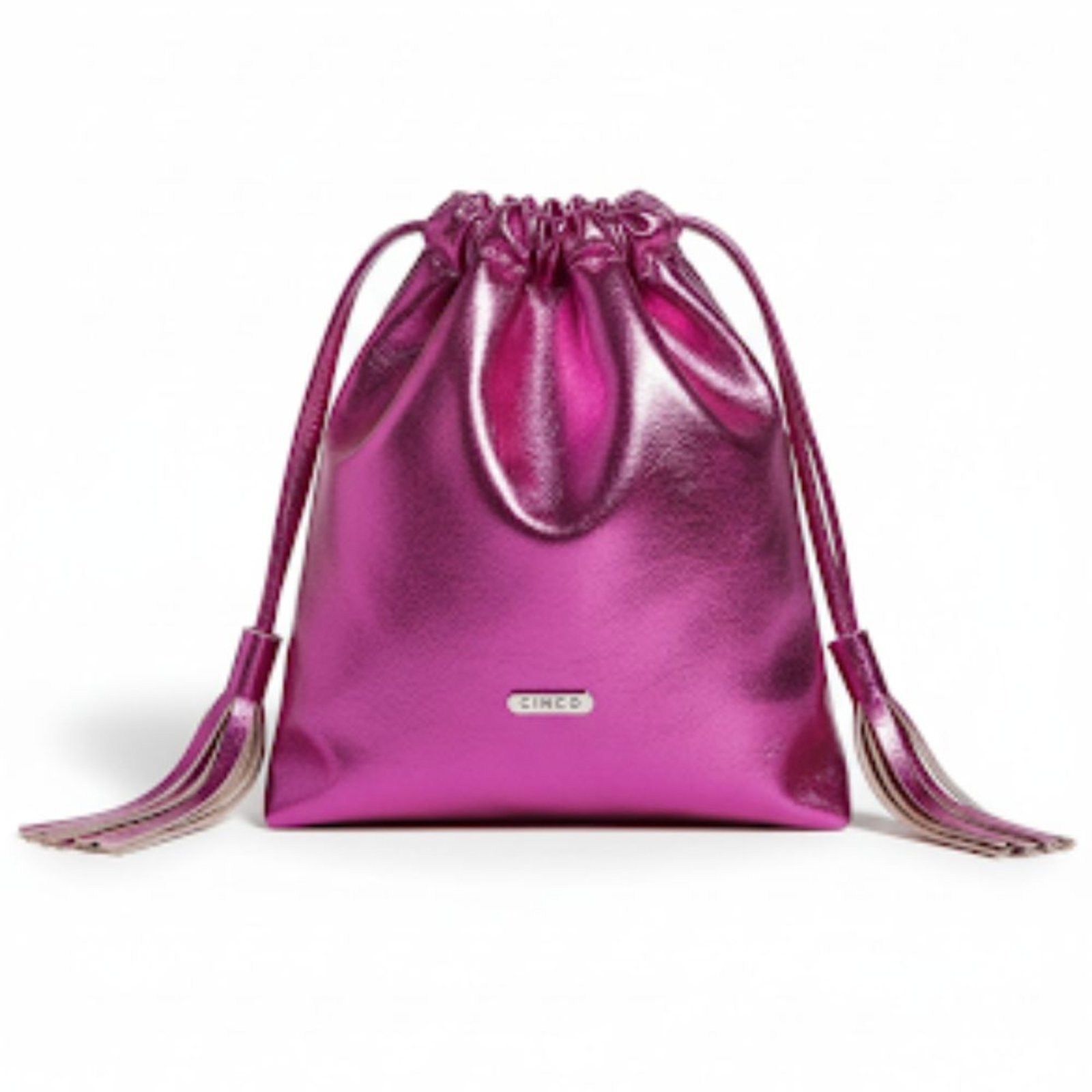 Vista 2 Bolsa Zinco Saco Textura Couro pink Zinco pink