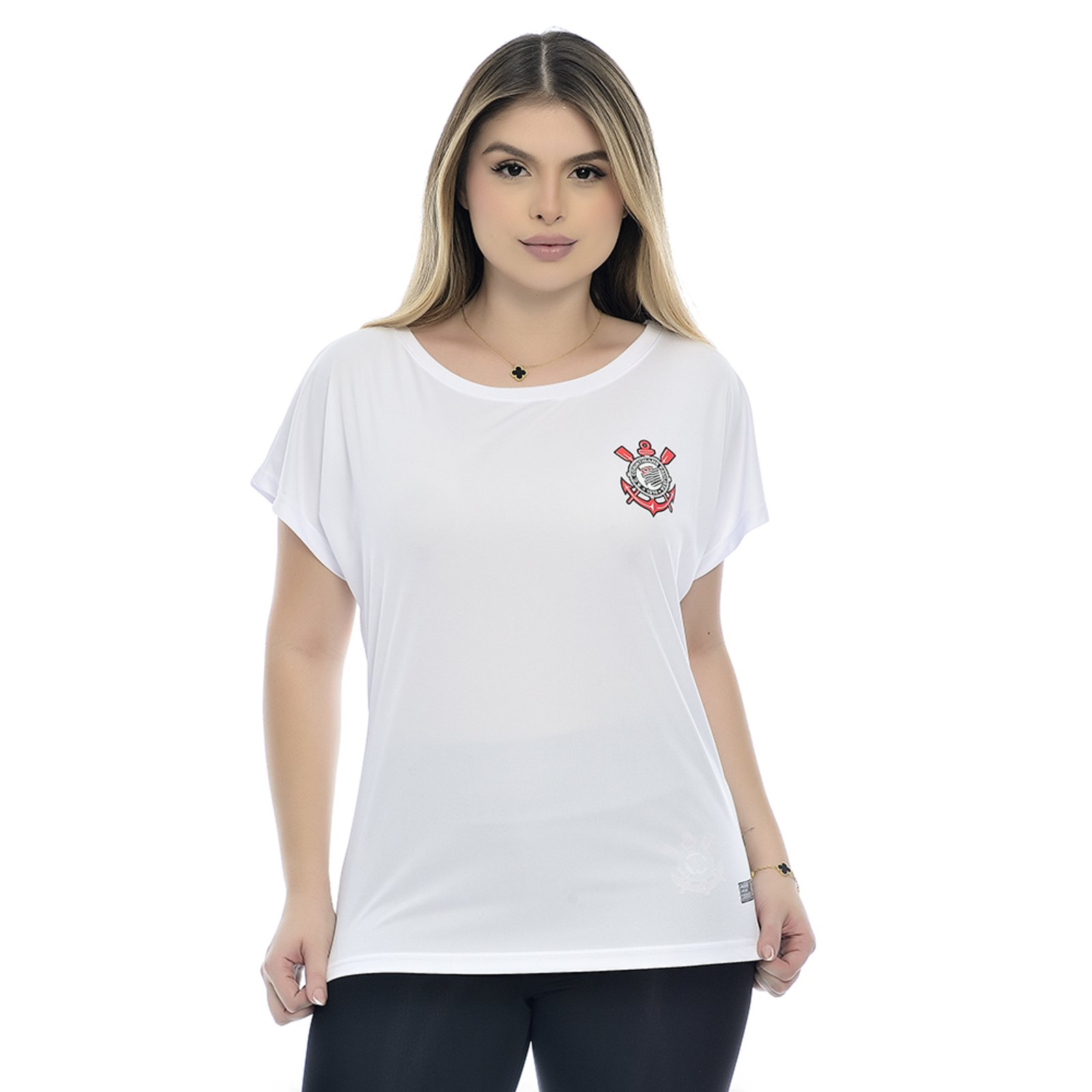 Camisa Corinthians Oficial Canoa Feminina Fitness Branco Empório Alex