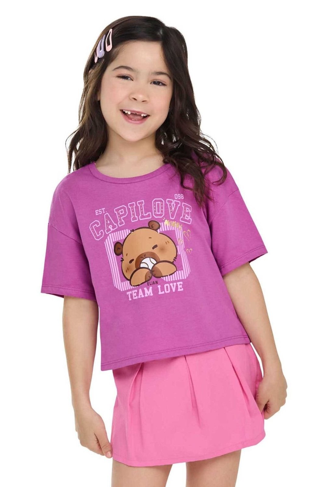 Infantil - Conjunto Menina Capivara Love Elian Rosa
