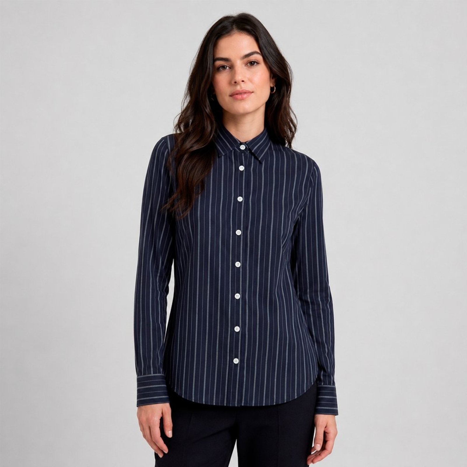 Camisa Dudalina Listrado Eva Pr27 Marinho Feminino