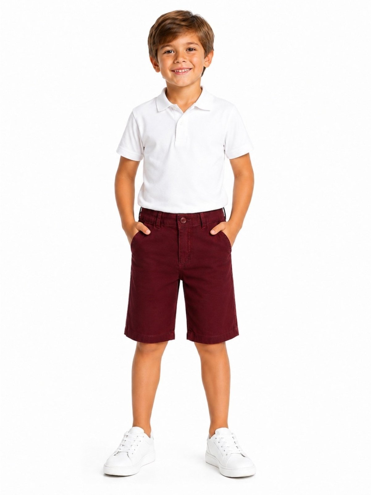 Infantil - Bermuda Alfaiataria Sarja Crawling Masculina Vinho