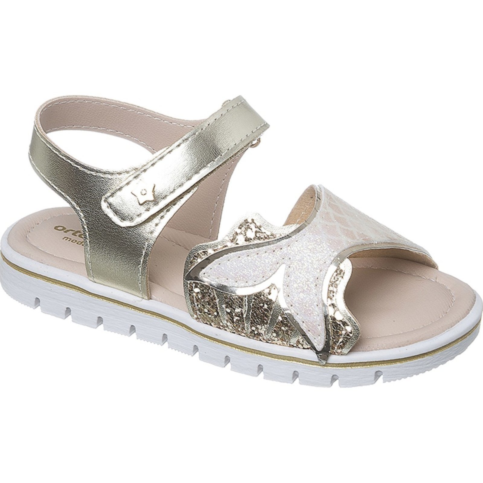 Infantil – Sandália Ortopasso Cinderela Menina Sereia Glitter Dourado