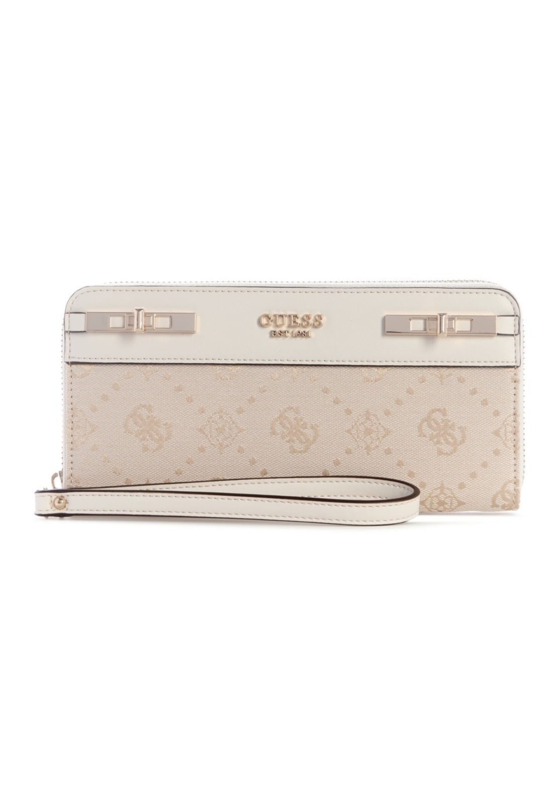 Vista 2 Carteira Guess Melinda Logo Slg Lrg Zip Arnd Off White Guess off-white white