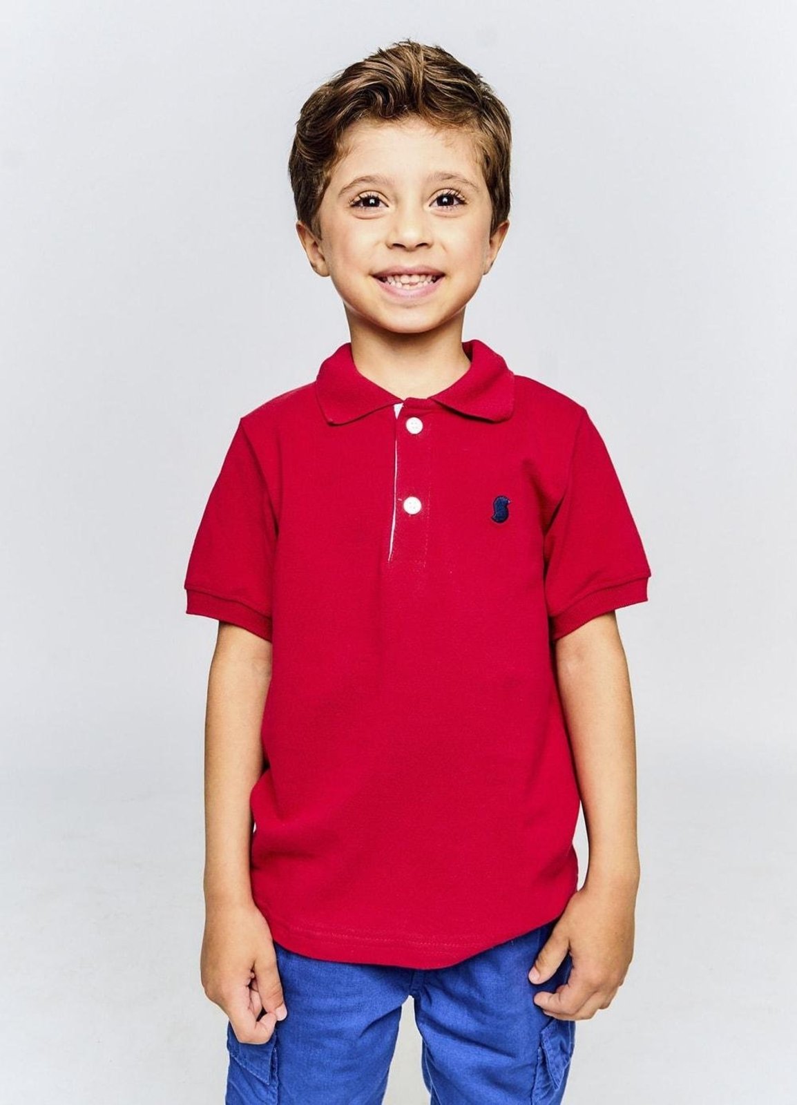 Infantil - Polo Menino Básico Alphabeto Vermelho