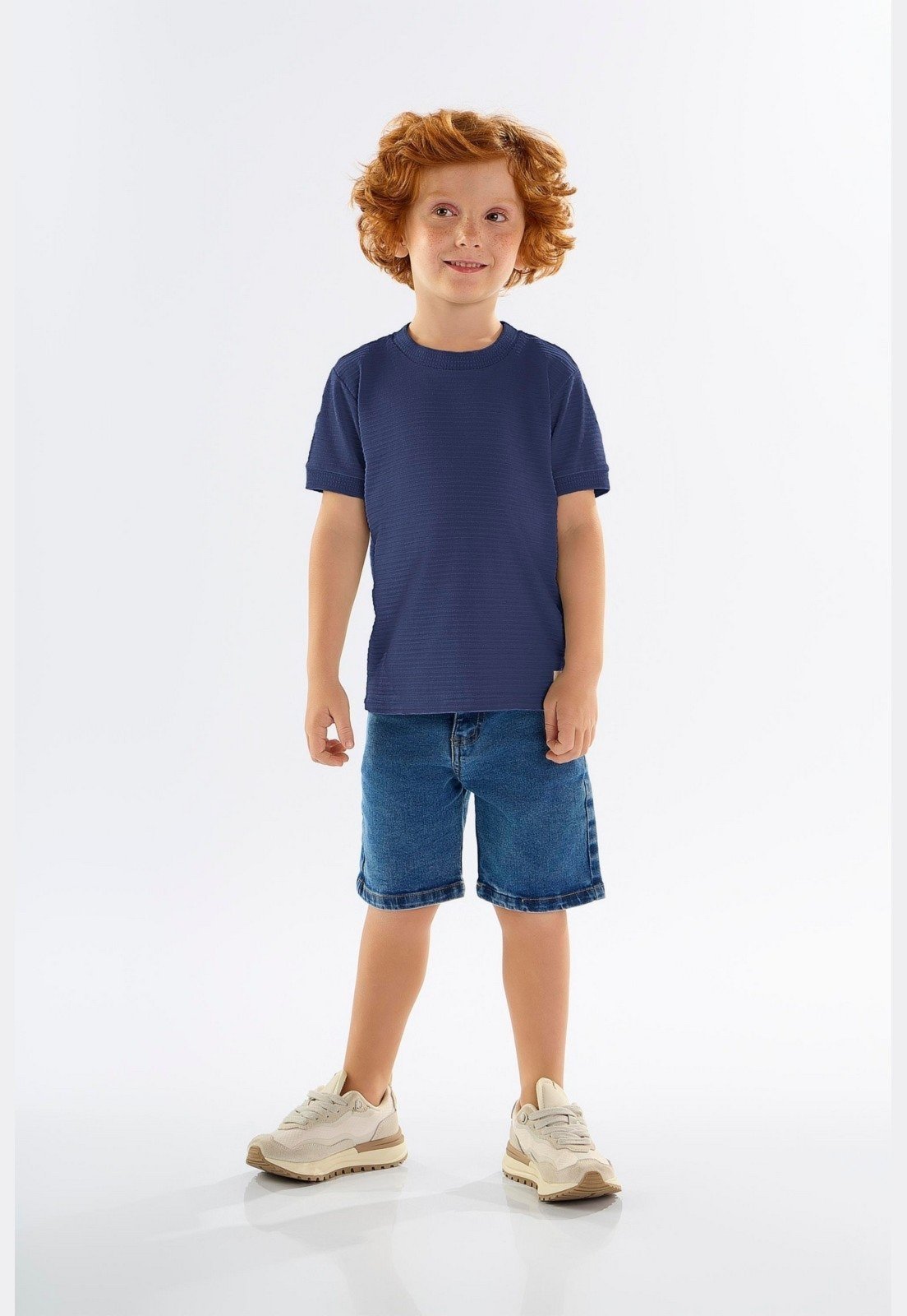 Infantil - Camiseta de Mangas Curtas em Malha Relevo Up Baby Azul