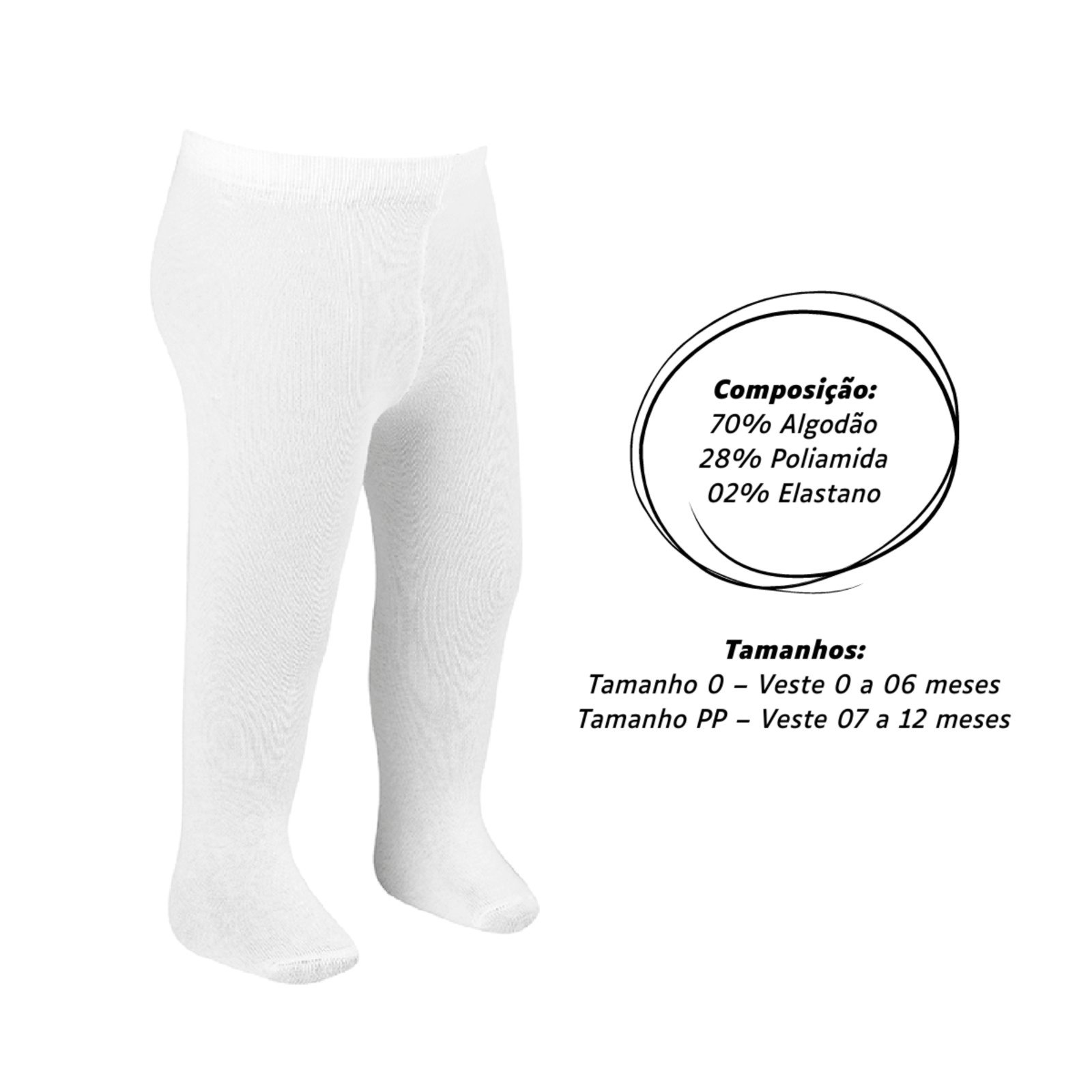 Vista 3 Meia Calça Menina Meia Calça Baby Confortável Angipé branco Angipé branco