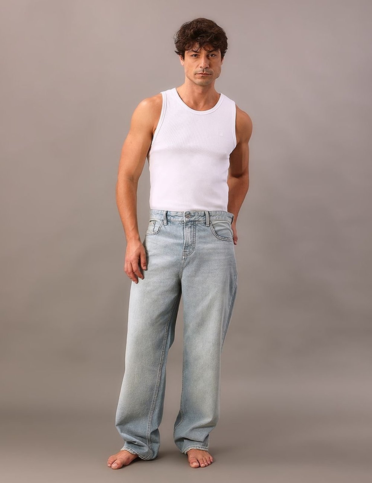 Regata Calvin Klein Jeans Masculino Ribana Logo Monograma - Branco Calvin Klein Jeans