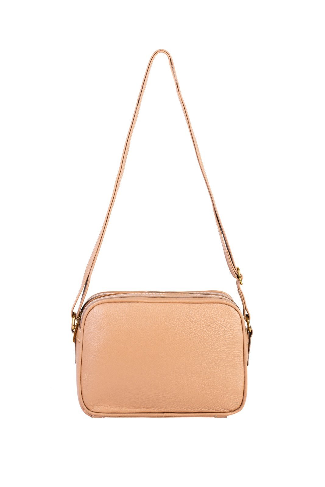 Bolsa quadrada pequena de couro liso Diana - Bege