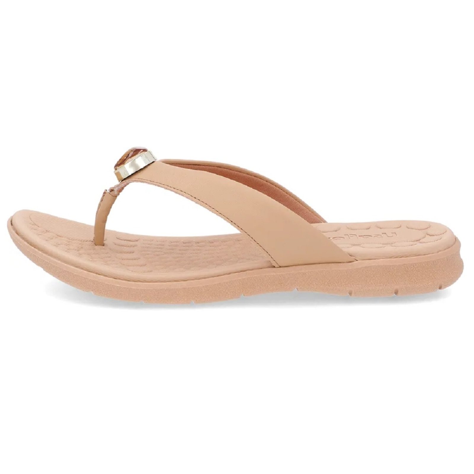 Chinelo de Dedo Usaflex Amortecedor Palmilha Massageadora Bege
