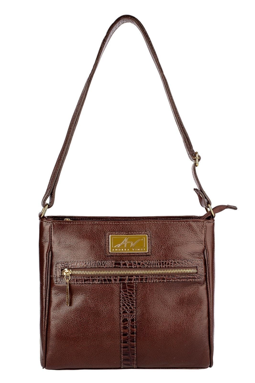 Bolsa tiracolo de couro liso Milena Marrom