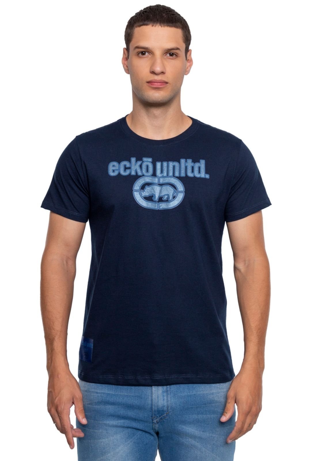 Camiseta Ecko Estampada Azul Marinho