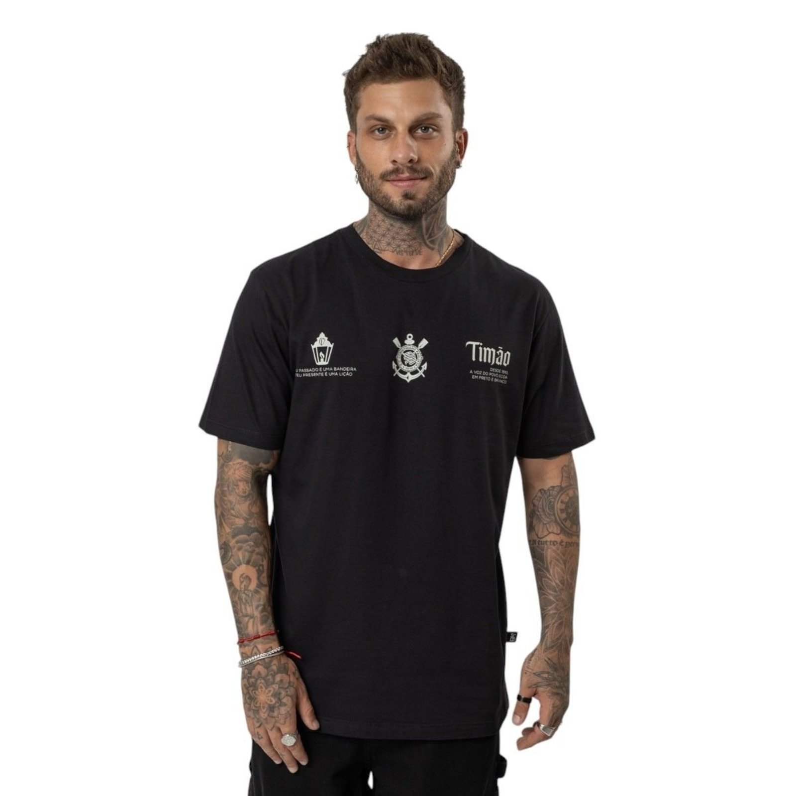 Camiseta Corinthians Luz Da Fiel Masculina Surf Center Preto