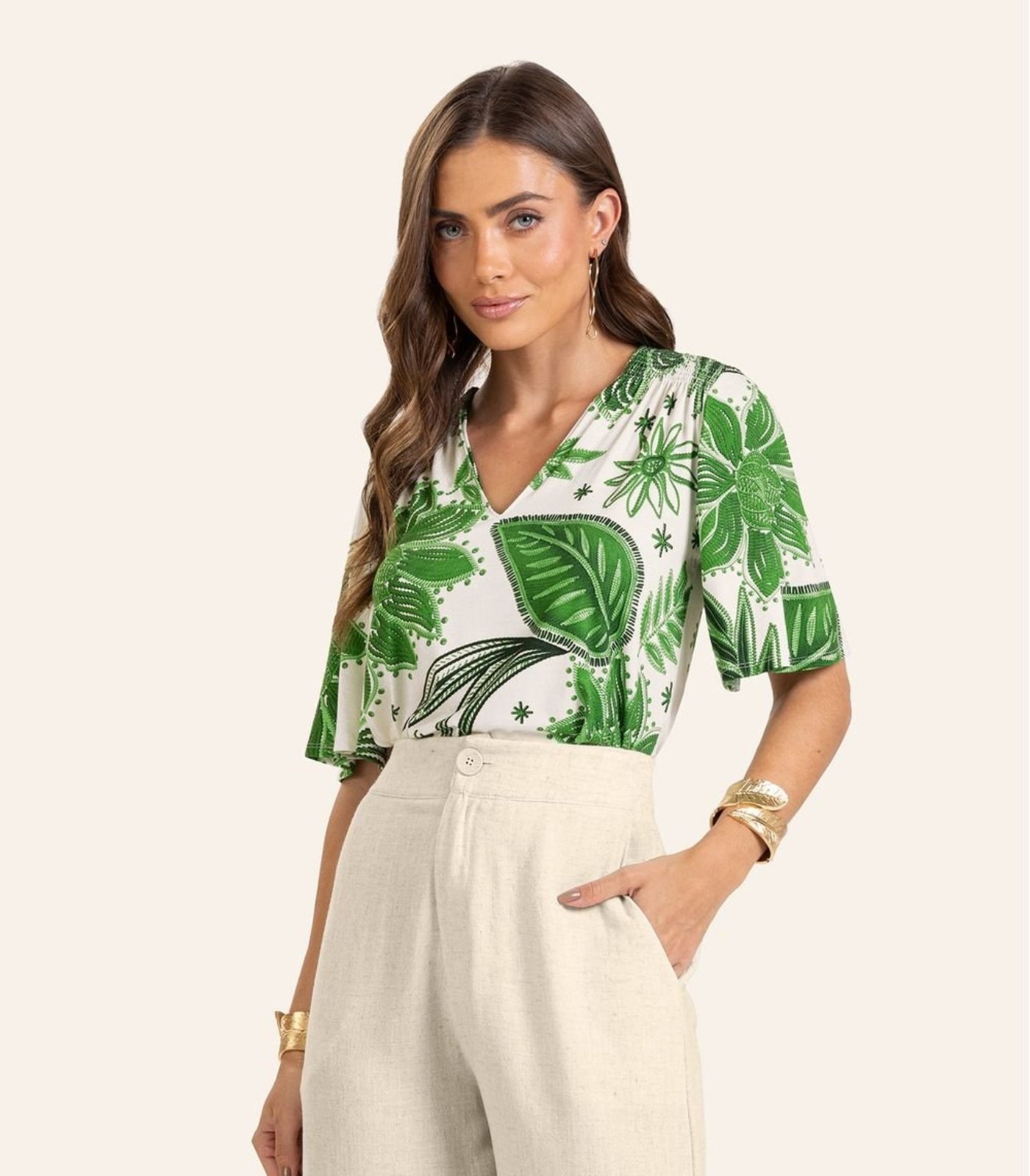 Vista 2 Blusa Feminina Endless em Viscotorcion verde Endless verde