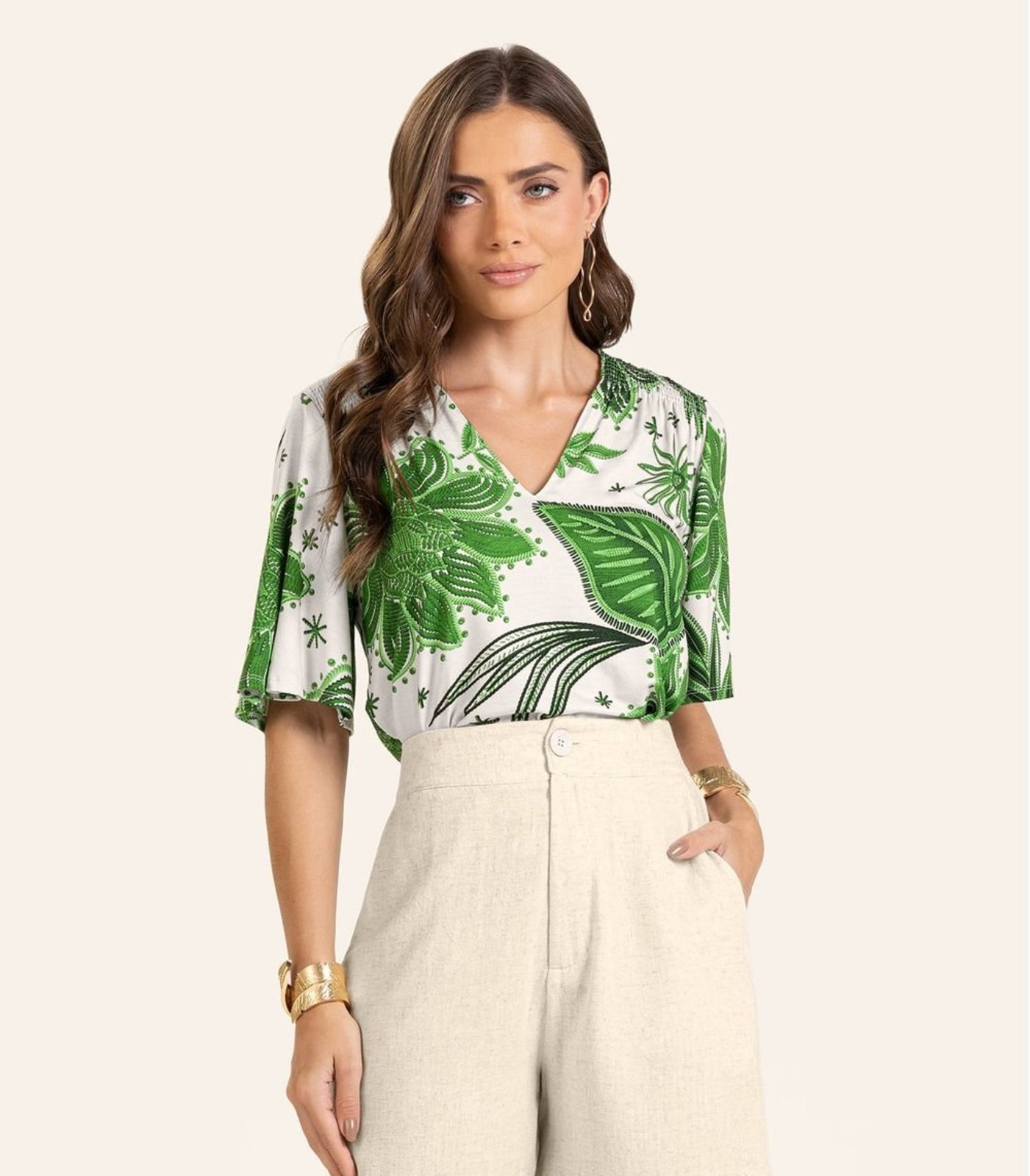 Vista 3 Blusa Feminina Endless em Viscotorcion verde Endless verde