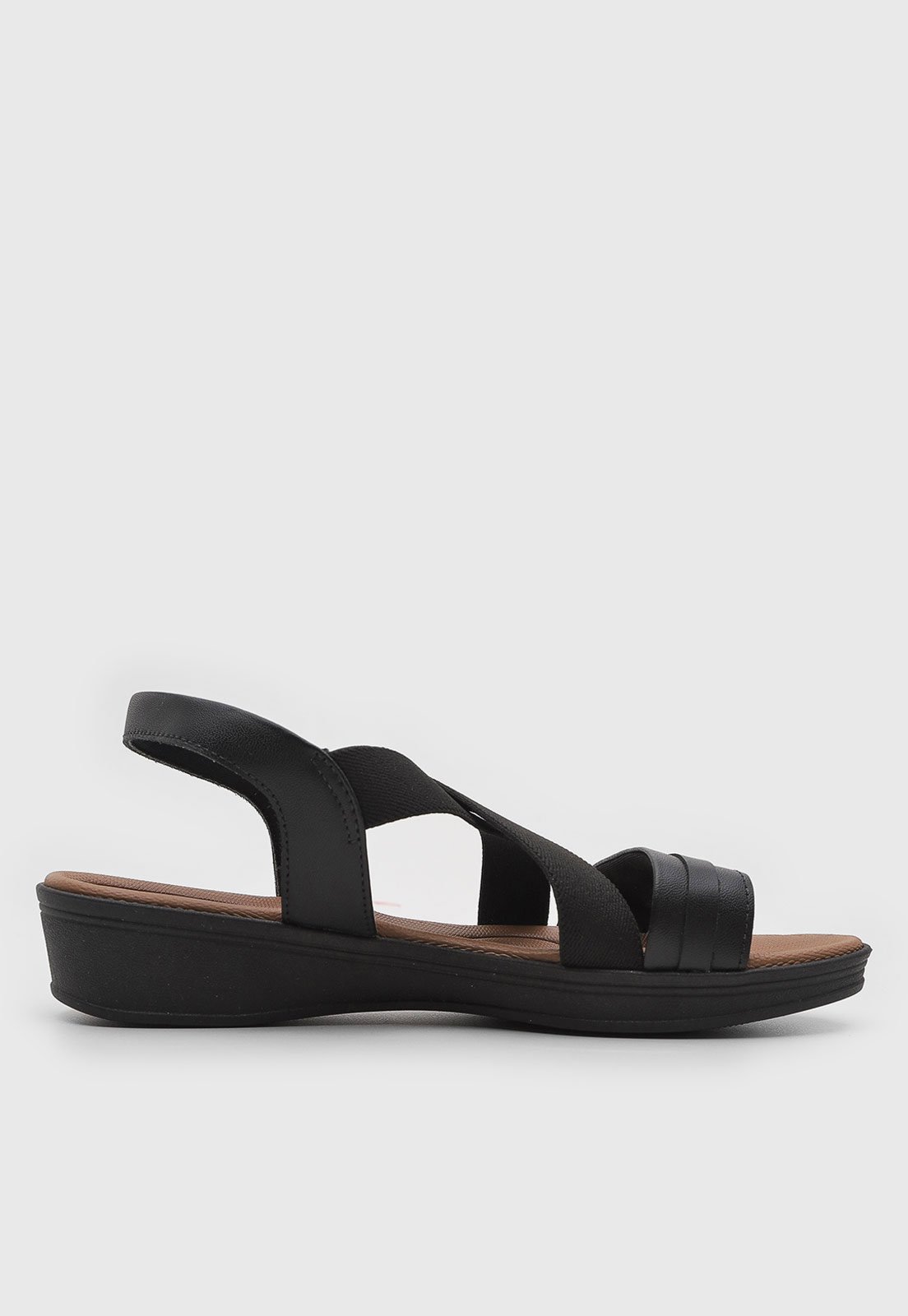 Vista 3 Sandália Feminina Usaflex Anabela Baixa Preta preto Usaflex preto