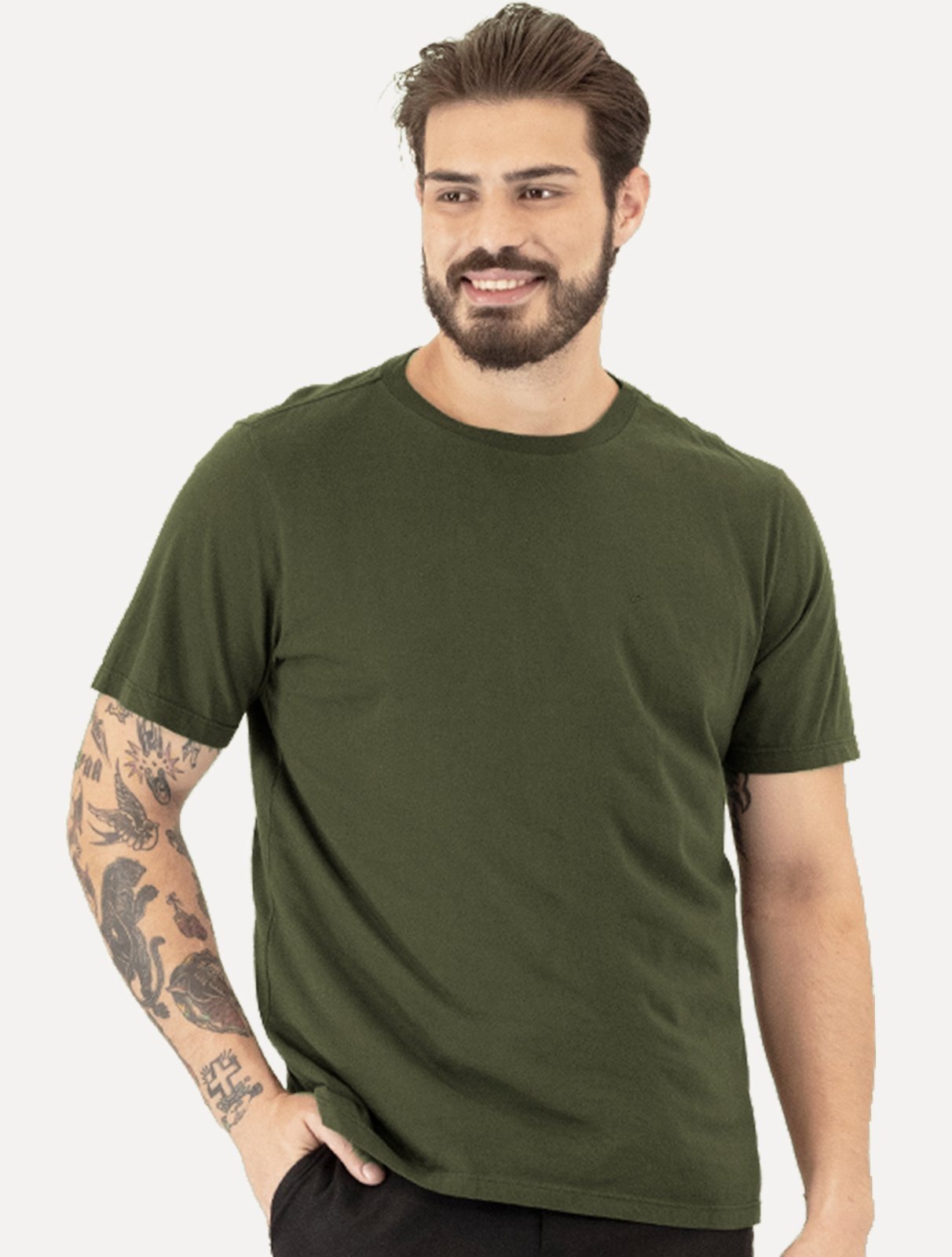 Camiseta Ellus Cotton Fine Classic Logo Verde Floresta