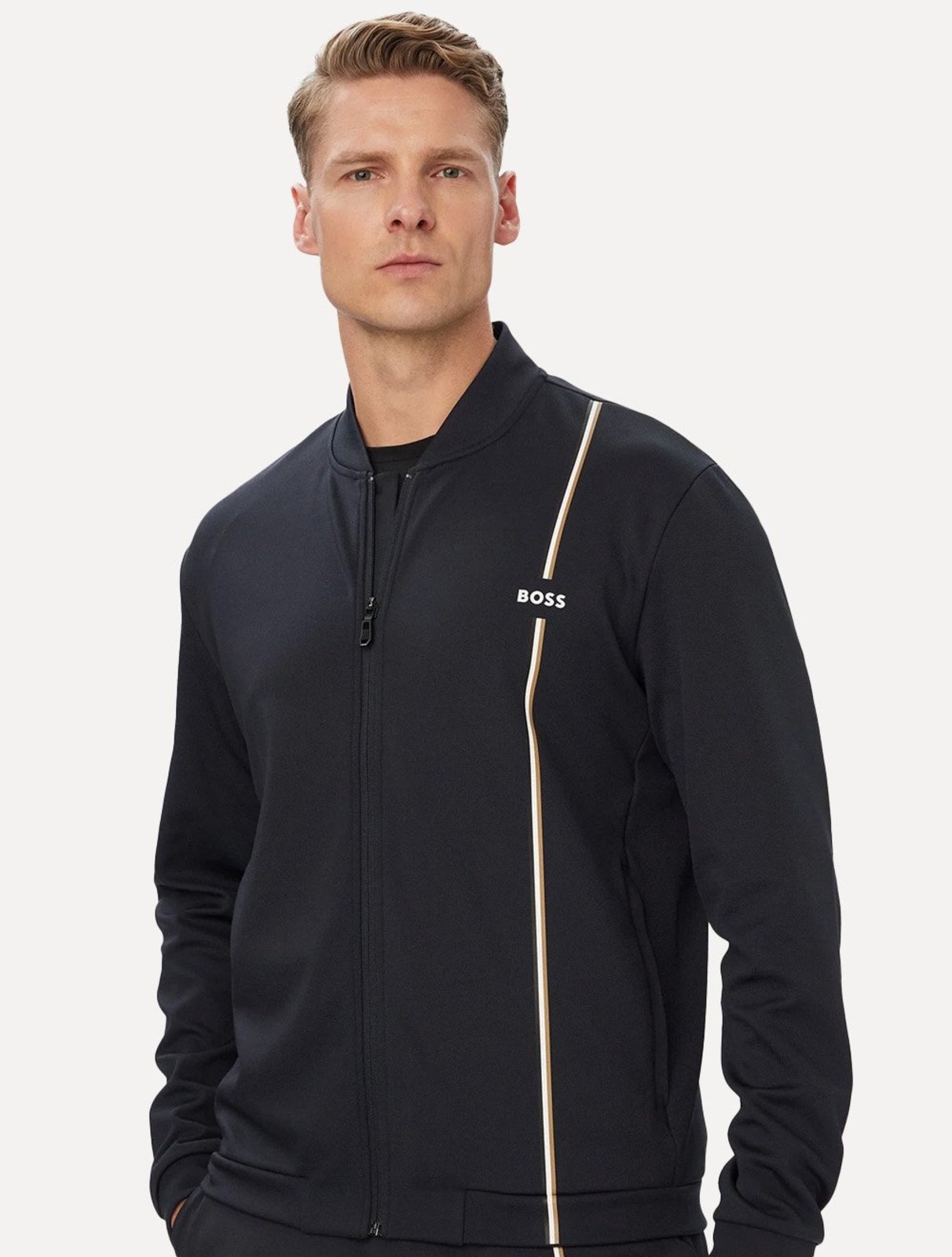 Blusa Hugo Boss Masculina Moletom SW_TOC Game FZ Azul Marinho