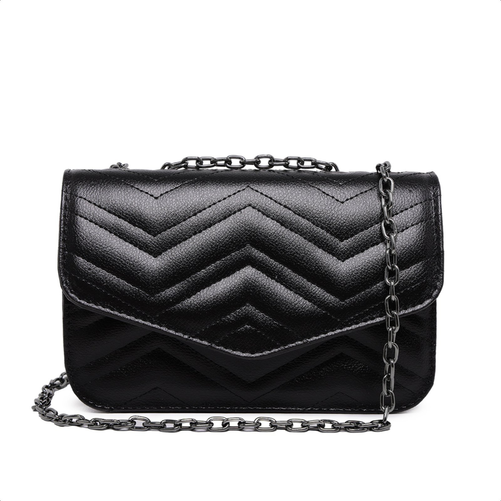 Vista 2 Bolsa Feminina Preta Clutch Pequena De Mão De Ombro Alça Corrente Carmelo Shoes Festa Balada preto CARMELO SHOES preto