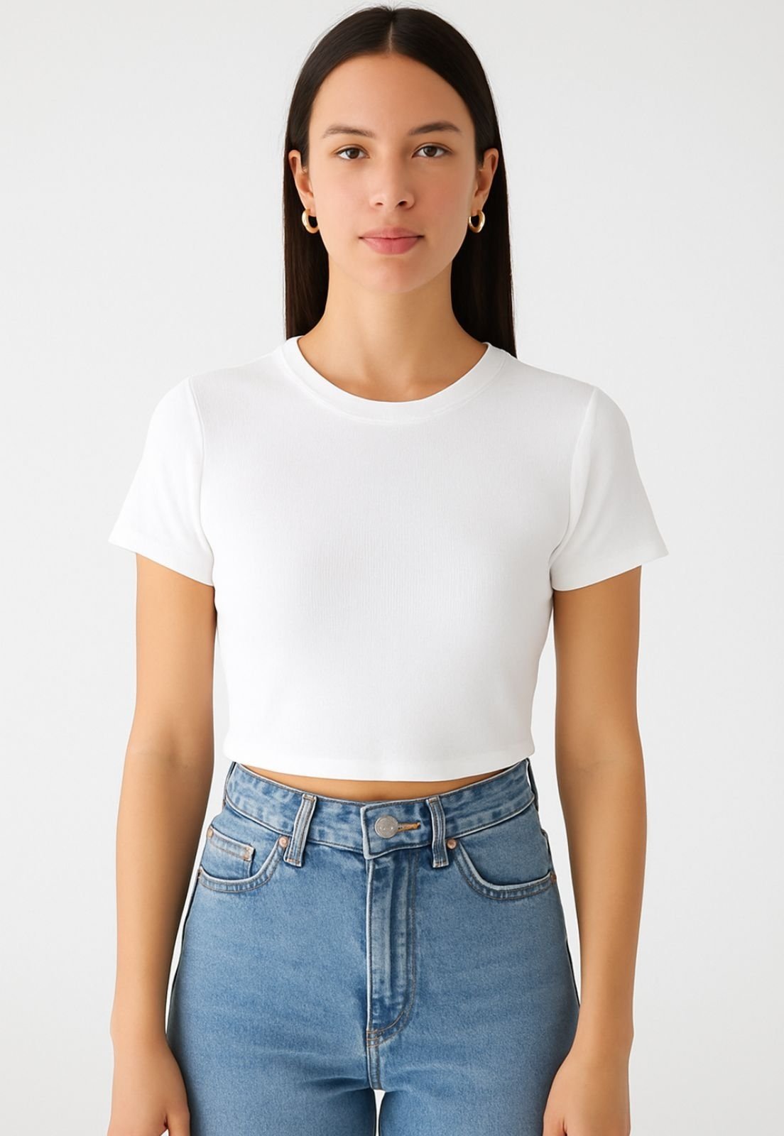 Camiseta Feminina 77VS Levosch Básica De Tricô Branco