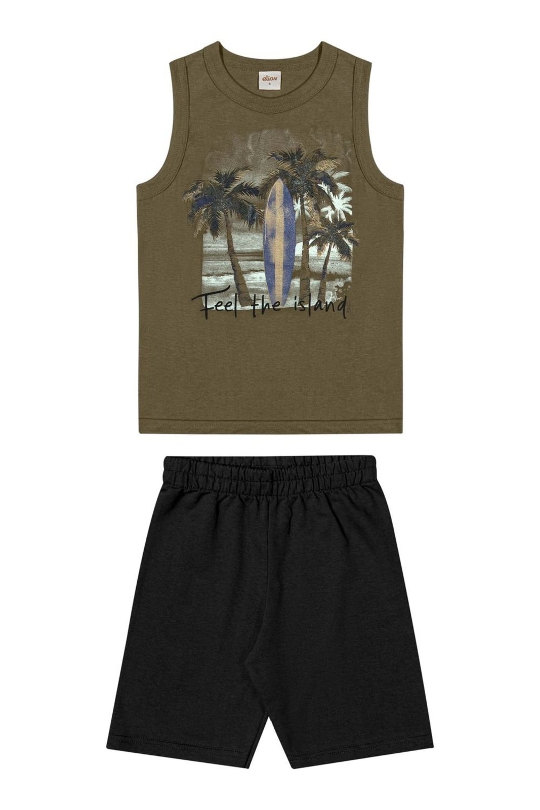 Infantil - Conjunto Menino Estampa Verão Elian Verde Musgo
