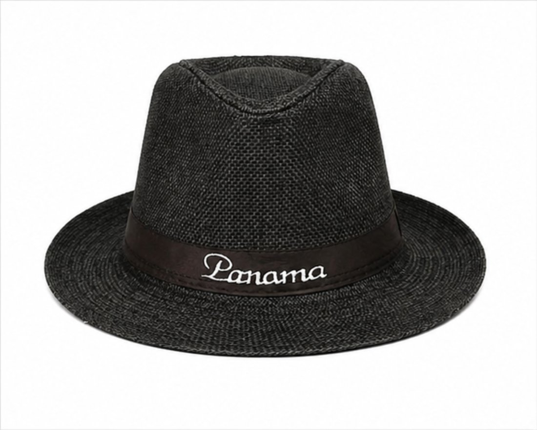 Chapéu Panamá City Aba Média Casual Clássico Elegante Leve Unissex Atemporal Versátil Verão Fino Sofisticado - Preto
