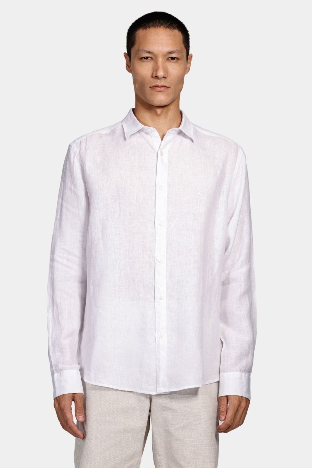 Camisa Aramis Manga Longa Slim Linho Irlandês Branco